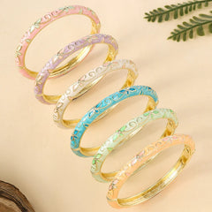 FTCY Fine Four-leaf clover bracelet For Women Bohemian Ethnic Enamel Bracelet Cloisonne Gold Color P