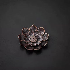 Porous Lotus Incense Holder Tray | Zen Metal Sandalwood Incense Burner Plate detail view