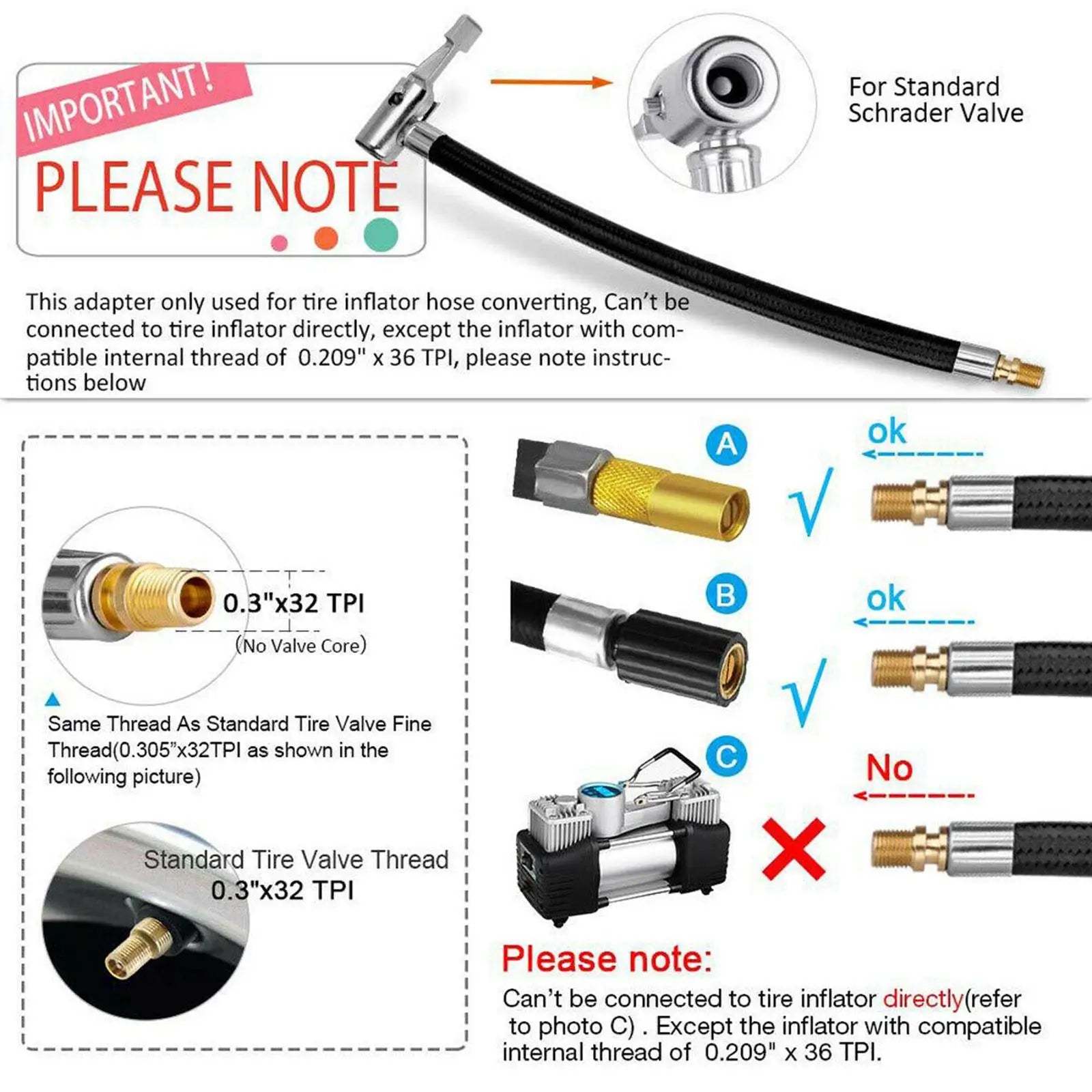 Flexible Steel Tire Valve Connection Tube Locking Car Accessories Air Chuck Air Pump Adapter Tube Extension K9R2