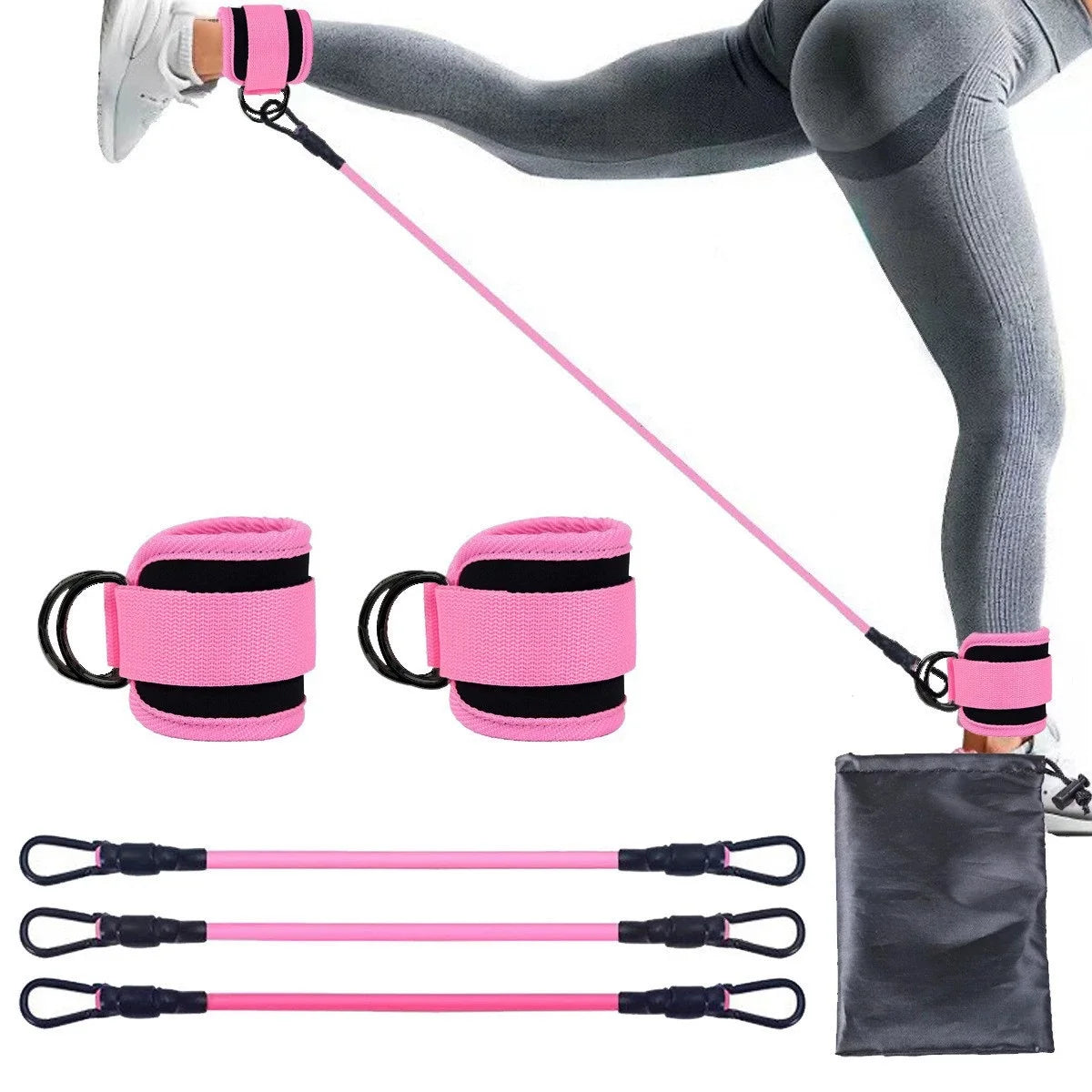 Resistance Band Set with Ankle Straps | Home Gym Strength Training alternate view