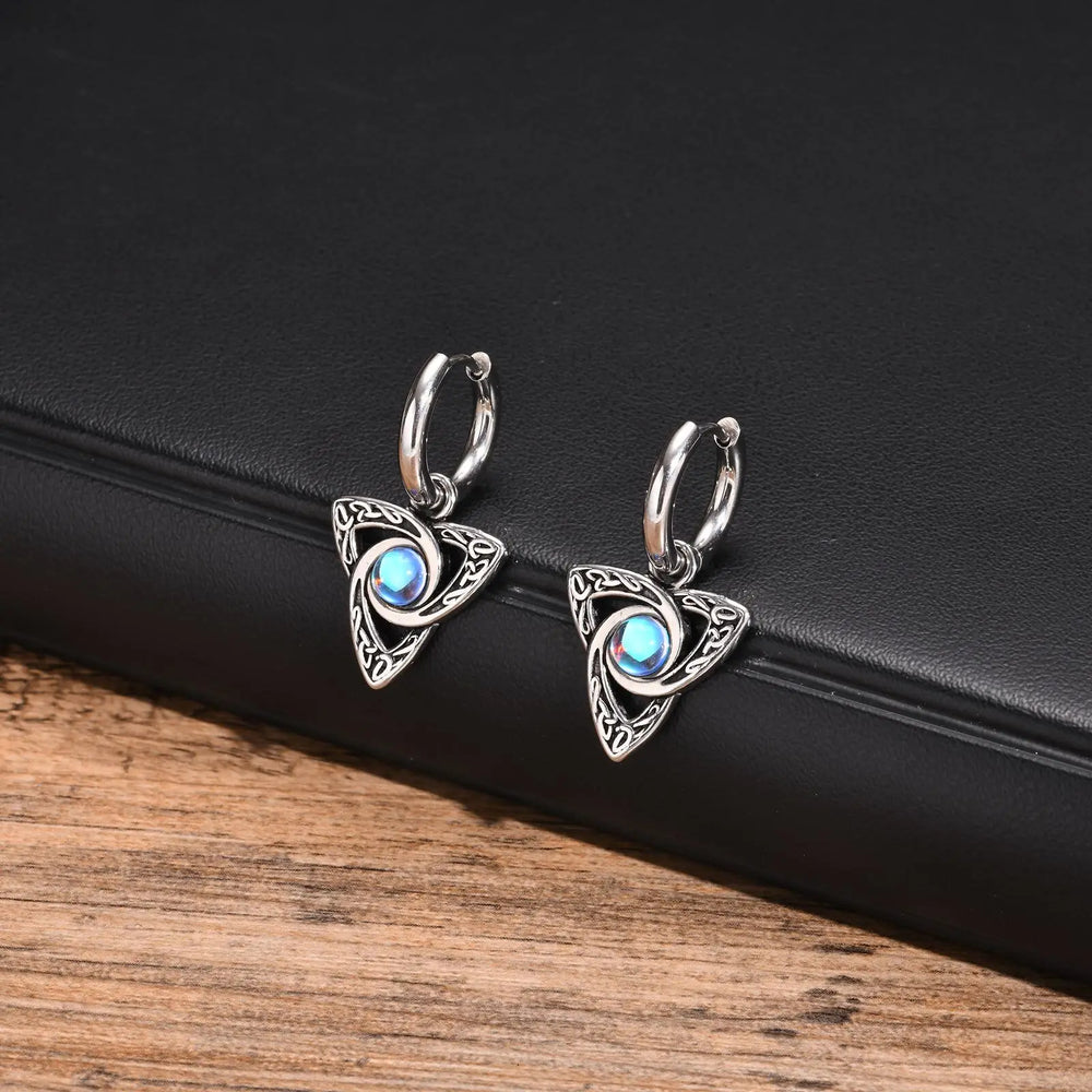 Moonstone Stainless Steel Hoop Earrings for Men | Waterproof Hip Hop Jewelry Gift additional angle