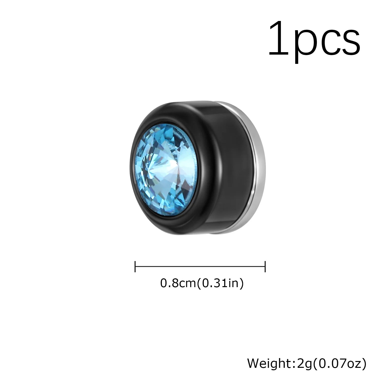Magnetic Zircon Stud Earrings for Men,8mm Hypoallergenic Stainless Steel Non-Pierced Cli detail view