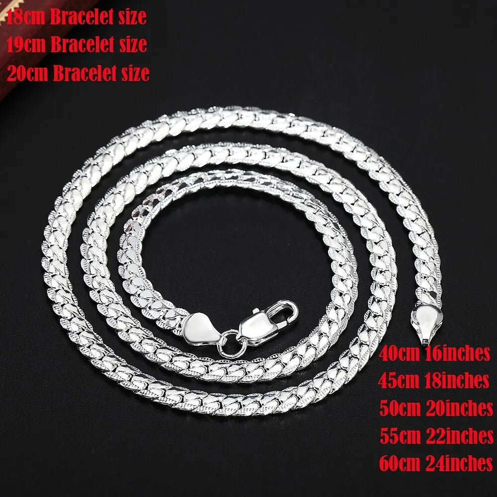 20-60cm Silver Color Luxury Brand Design Noble 6mm Necklace Chain For Woman Men Fashi lifestyle view