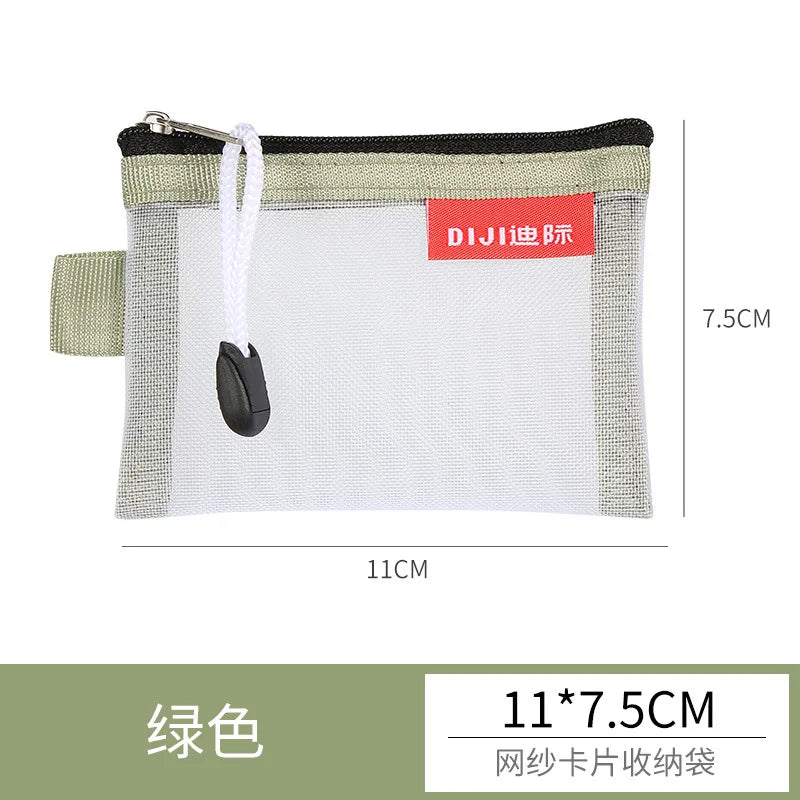 Mini Transparent Mesh Zipper Card Storage Bag | Portable Nylon Coin Purse lifestyle view