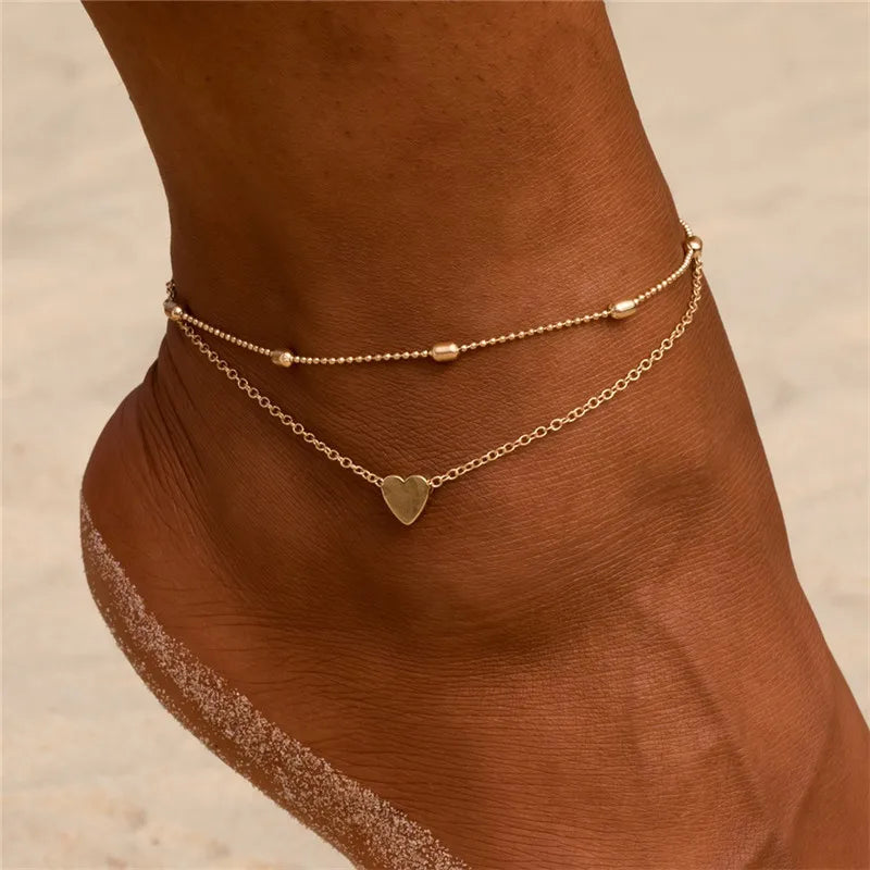 Modyle 2024 New Bohemia Handcuffs Anklet Multilayer Silver Color Foot Chain Fashion Ankl detail view