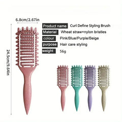 Curl Define Styling Brush Hollow Out Detangling Comb For Wet Dry Curly Hair Shaping Ba close-up view
