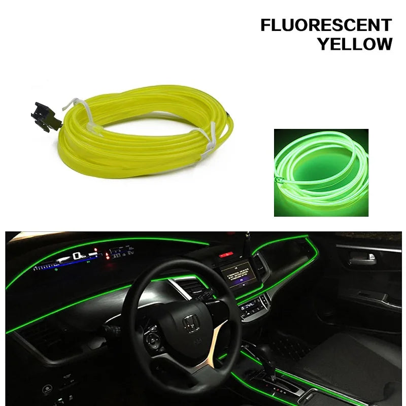 1/2/3/4/5M Car Interior Led Decorative Lamp EL Wiring Neon Strip For Auto DIY Flexibl alternate view
