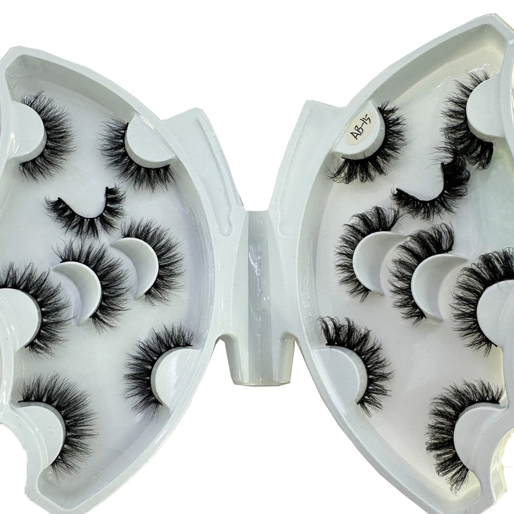 5-8 Pairs Natural Russian Striped Mink Lashes | 3D Volume Wavy False Eyelash Extens additional angle