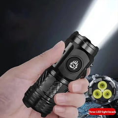 Portable High Brightness 3 LED Flashlight | Type-C Rechargeable Mini Outdoor Light alternate view