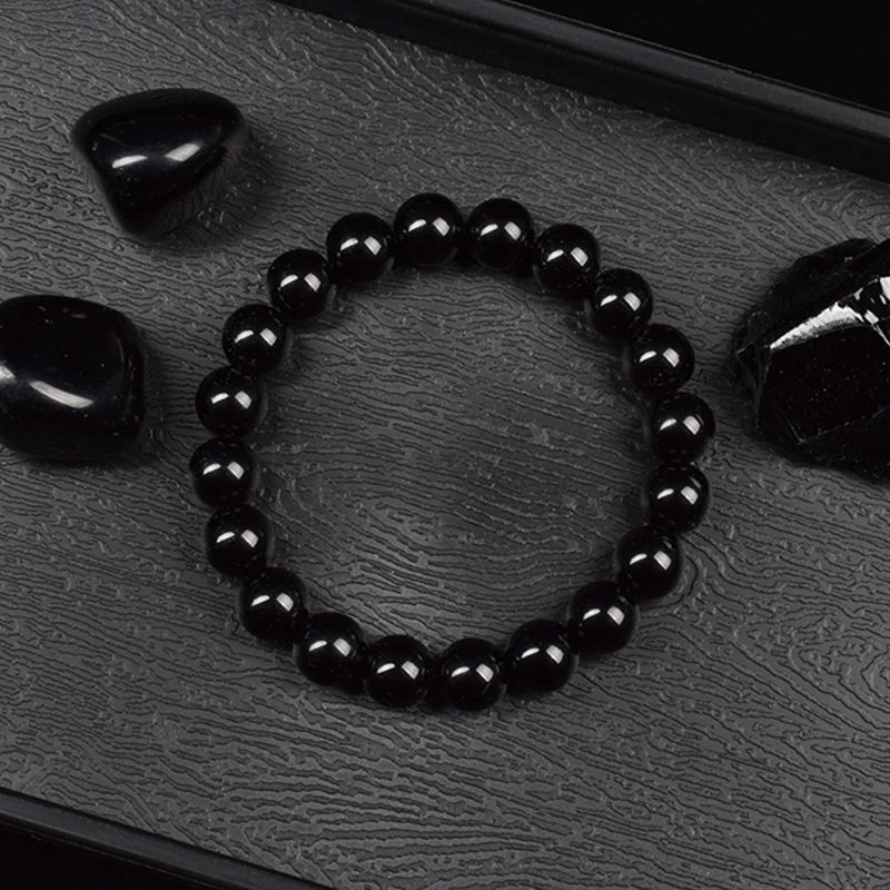 Natural Black Agates Beads Bracelet Women Men Genuine Black Onyx Natural Stone 6mm 8m lifestyle view