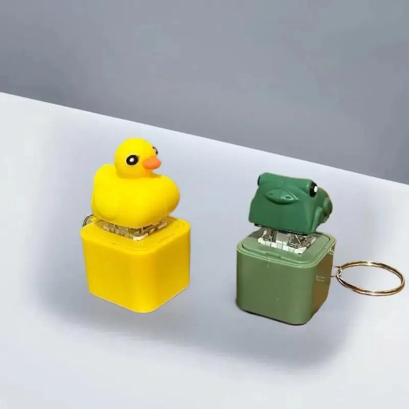 Funny Croaking Frog Duck Keychain Rechargeable Keyboard Fidget Clicker Sound Keyring With LED Light