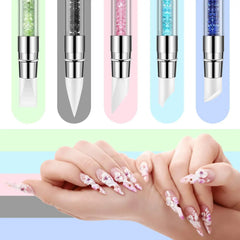 1/5 Pcs Silicone Nail Tools Dual Tipped Nail Art Sculpture Pen Rhinestone Nail Polish close-up view