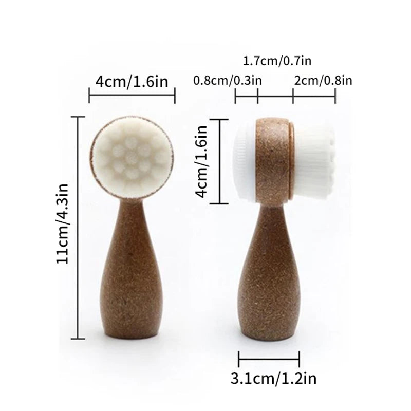 Double Sided Facial Brush | Coconut Handle Exfoliating Cleanser additional angle