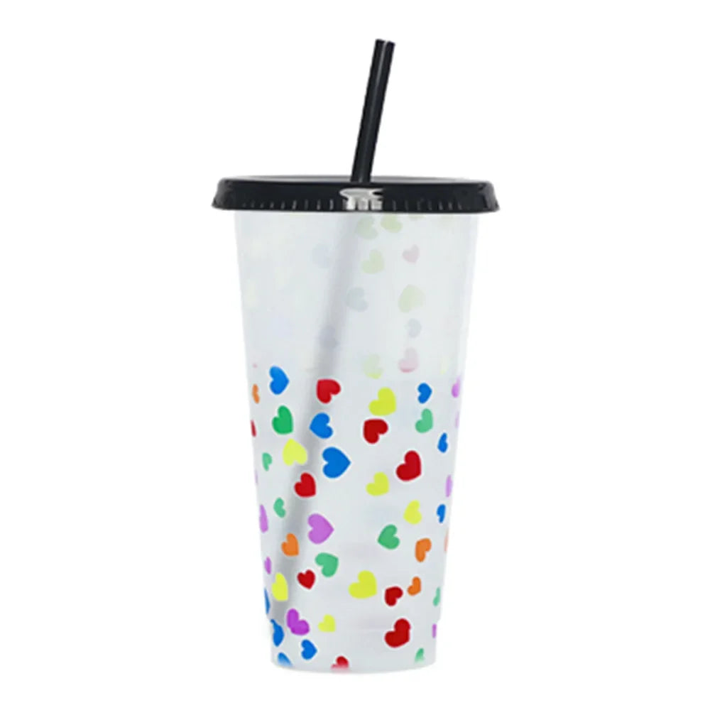 710ml Reusable with Straws Creative Water Cups Changing Colour Cup Magical Plastic Co lifestyle view