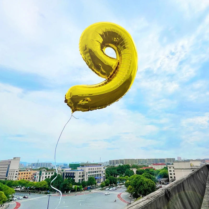 32 Inch Gold Foil Number Balloons | Birthday Party Decorations alternate view