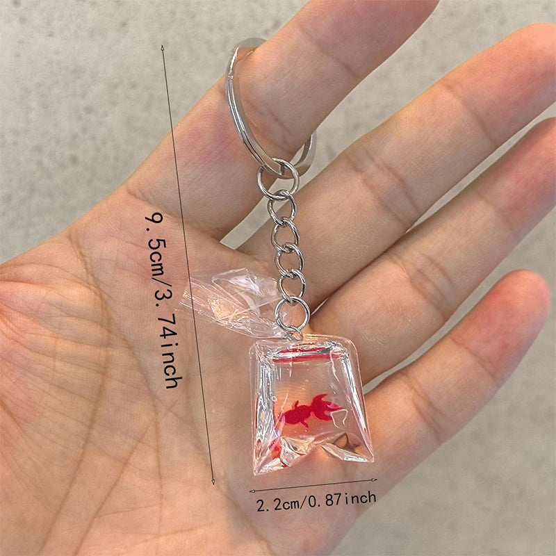 Creative Simulation Goldfish Keychain | Transparent Carp Pendant for Backpack close-up view