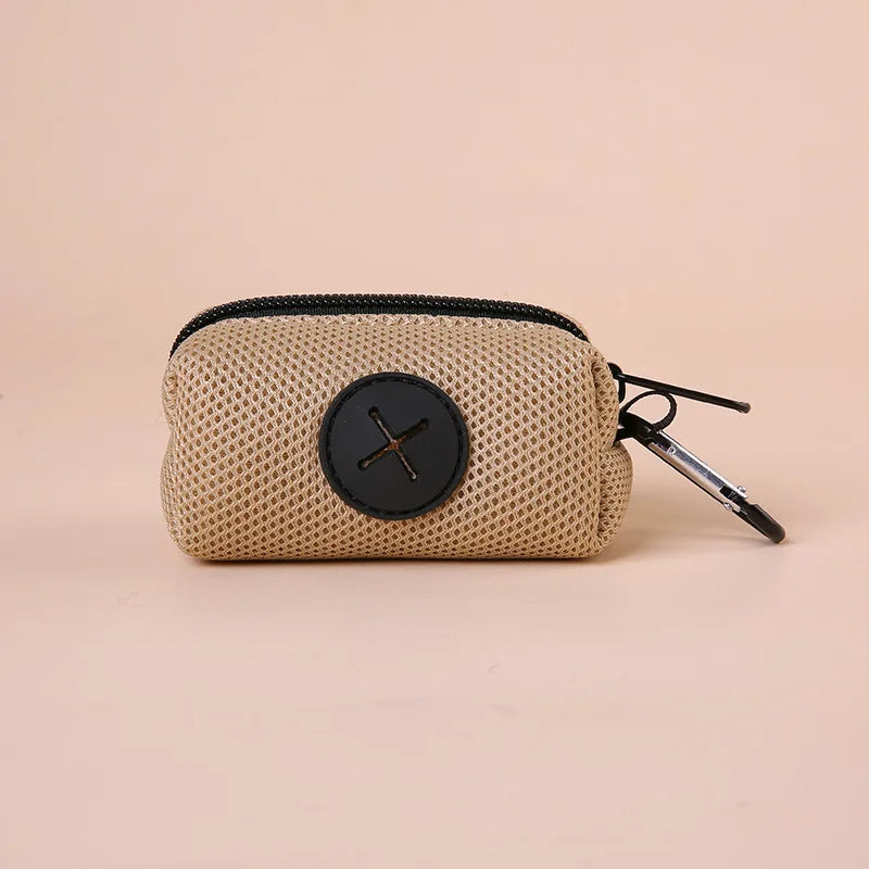 Canvas Dog Poop Bag Holder, Outdoor Pet Waste Bag Dispenser with Carabiner Clip, Anim lifestyle view
