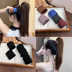 4 Set Solid Widen Thicken Hair Band Ropes Women Ponytail Holder Hair Tie Scrunchies Ru close-up view