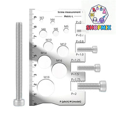 Thread Pitch Gauge Measurement Ruler | Space Saving Screw Measuring Tool