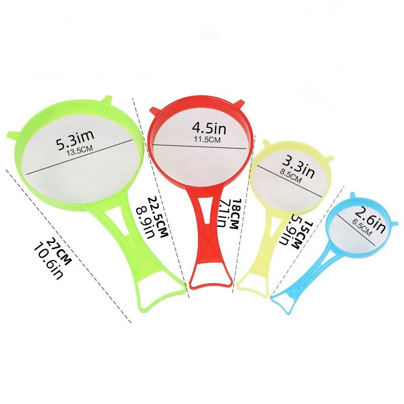 Set of 4 Multi-purpose Mesh Filter with Handle - Perfect for Tea, Juice, Flour, Soy Milk, Etc. - Kitchen Gadgets, Easy To Filter