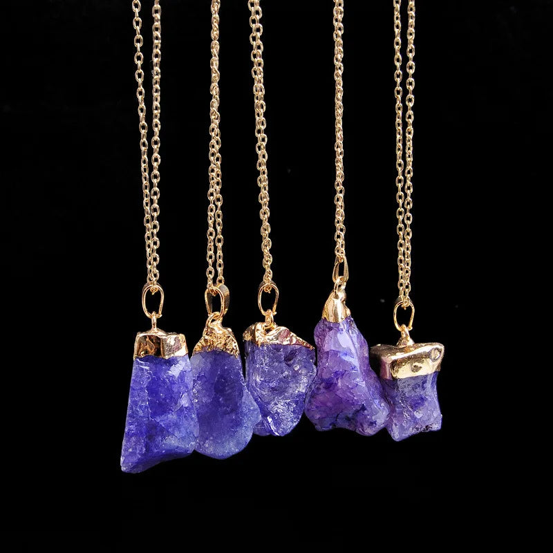 Irregular Amethyst Gemstone Necklace Healing Crystal Chakra Stone Women Birthday Gi additional angle