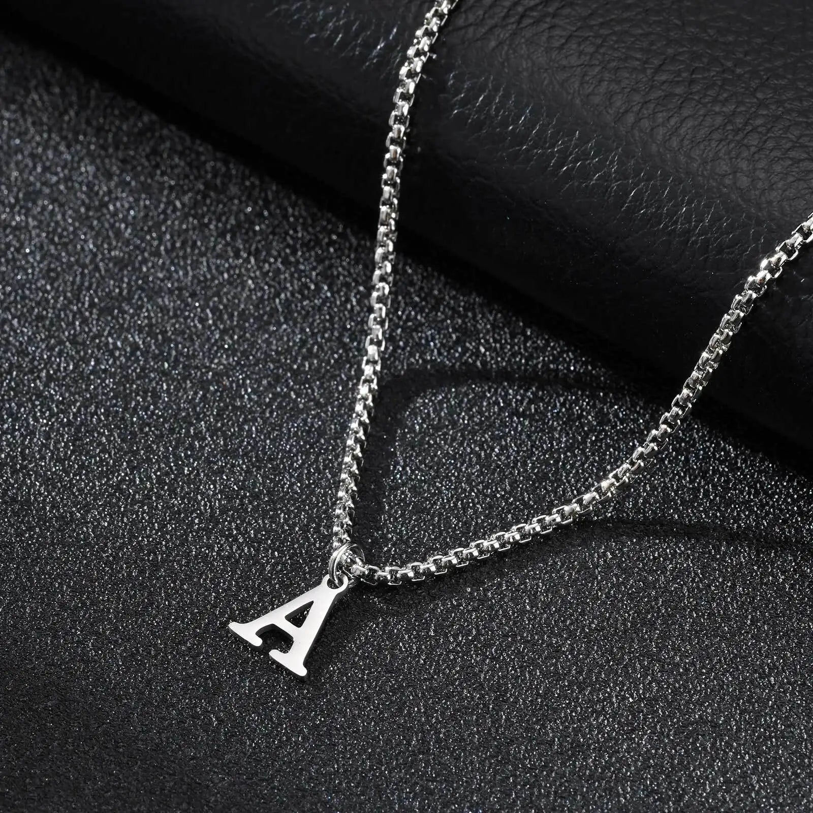 Minimal A-Z Initial Necklace for Men | Stainless Steel Letter Pendant lifestyle view