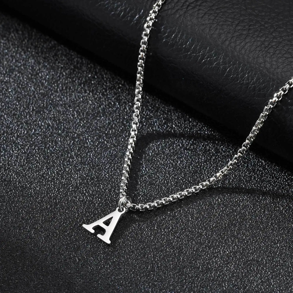 Minimal A-Z Initial Necklace for Men | Stainless Steel Letter Pendant lifestyle view