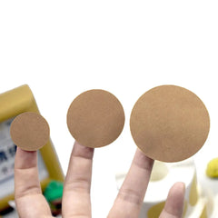 Kraft Self-Adhesive Label Paper Stickers | 500pcs Round Roll for Organization close-up view