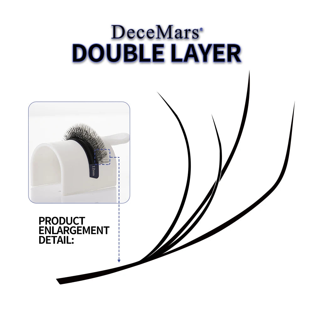 DeceMars Double Layer YY Eyelash Extension | Salon-Grade Individual Lashes close-up view