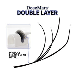 DeceMars Double Layer YY Eyelash Extension | Salon-Grade Individual Lashes close-up view