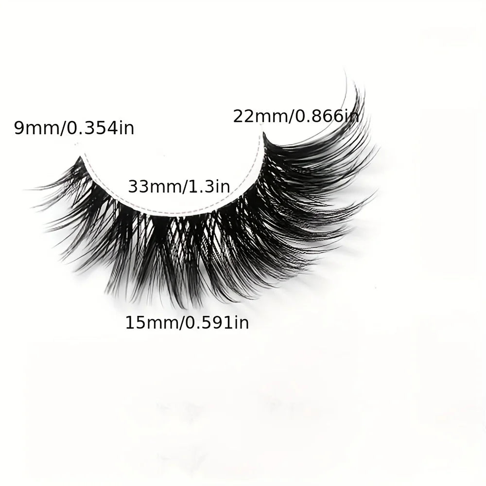 5 Pairs False Eyelashes - Natural Long, Cat Eye Style, Winged Tips, Manga Lashes fo additional angle
