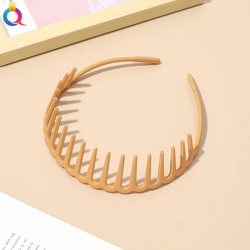 Korean Simple Headwear Hair Hoop Bezel with Teeth Headband Women Girl Solid Color Res alternate view