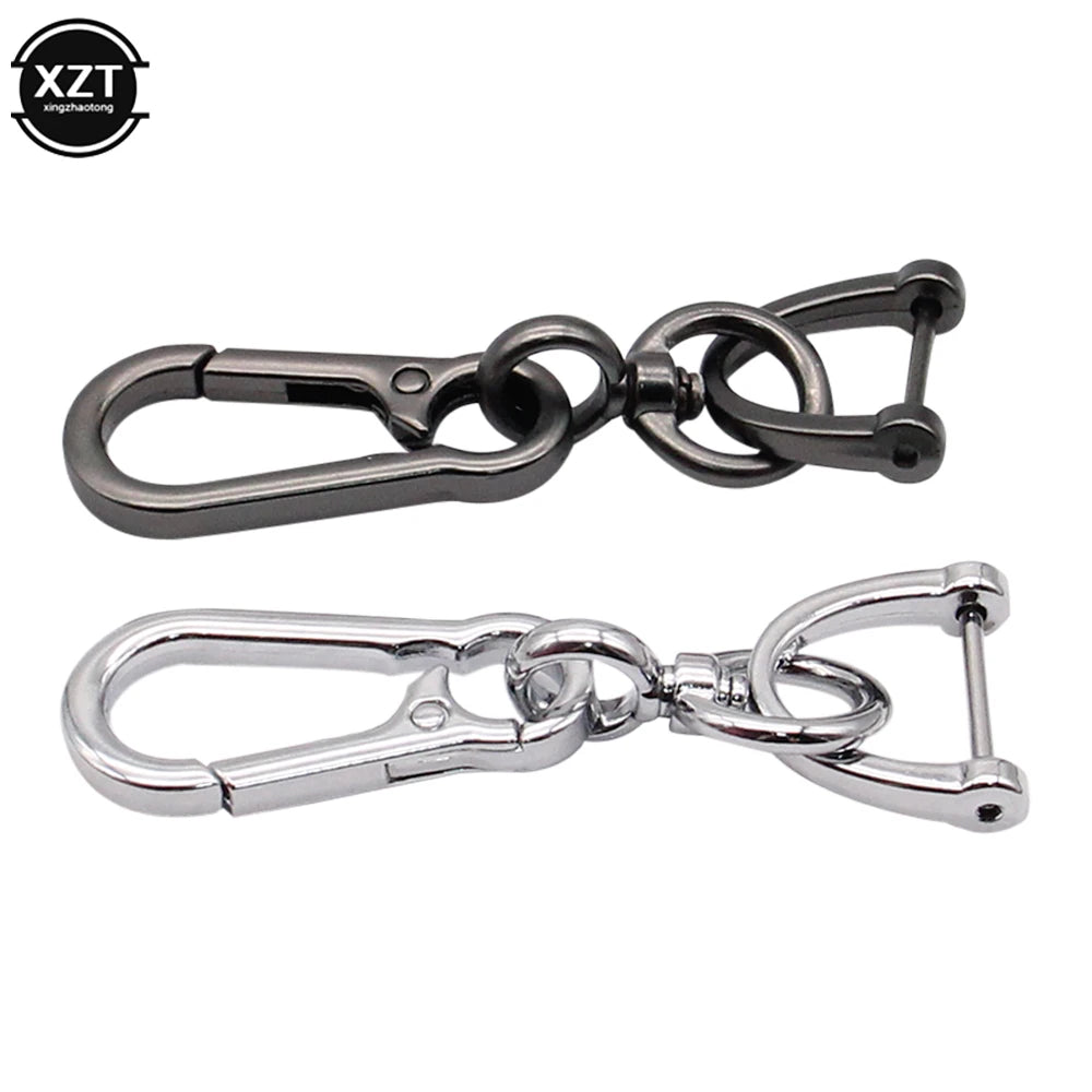 360 Degree D Shape Rotating Horseshoe Buckle Leather Braided Car Keychain | Auto Ke additional angle