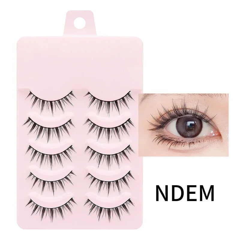 5 Pairs Manga Lashes Soft Natural Long False Eyelashes | Anime Wispy Strip Lashes for Ko detail view