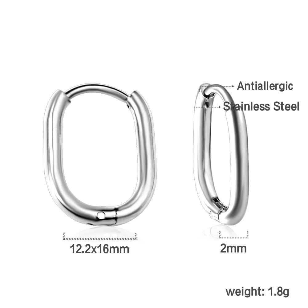 LUXUSTEEL U-Shaped and Geometric Hoop Earrings | Anti-Allergy Stainless Steel Earrings f detail view
