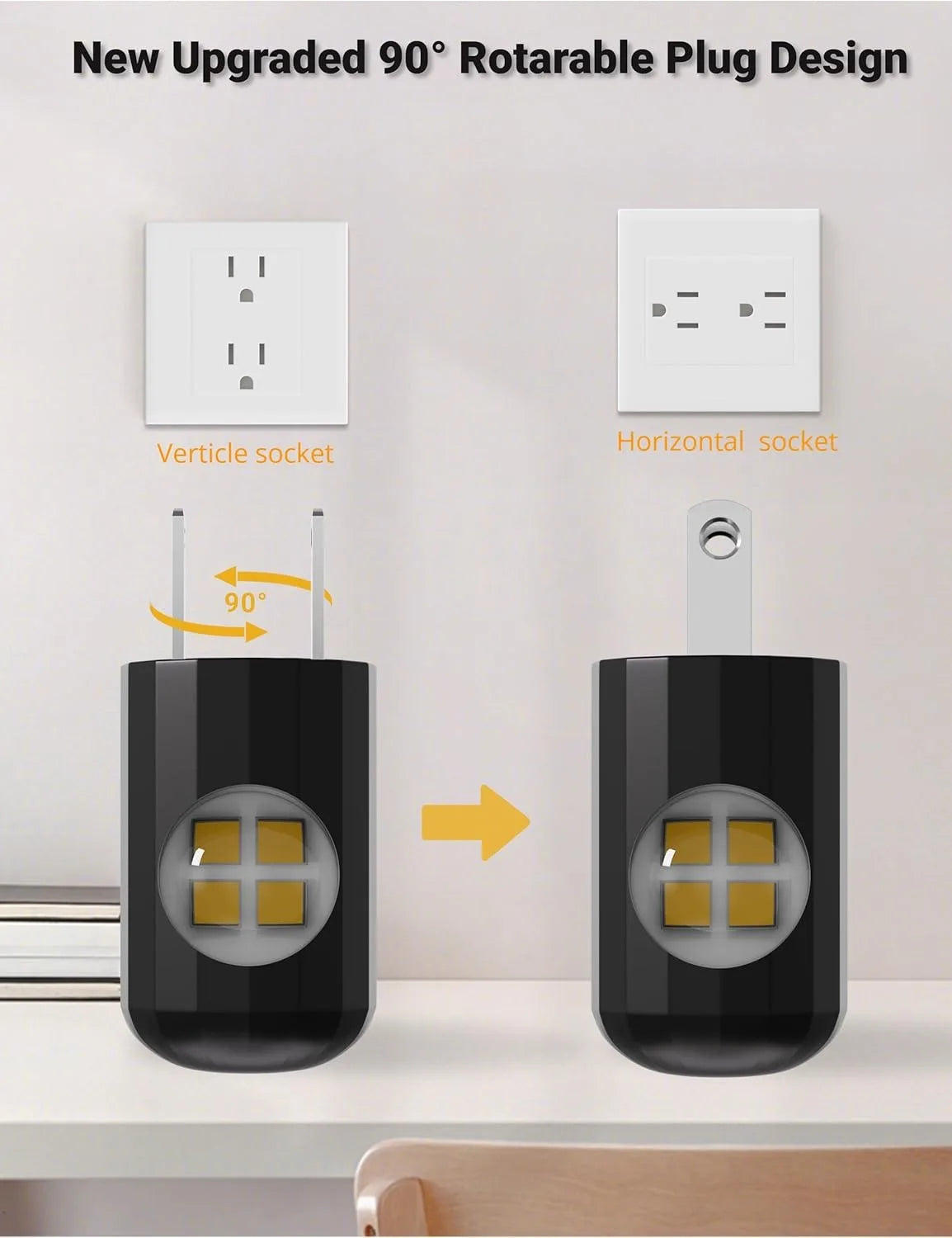 Mini LED Night Light with Twilight Sensor | Plug-In Wall Socket Lamp for Kids Room close-up view