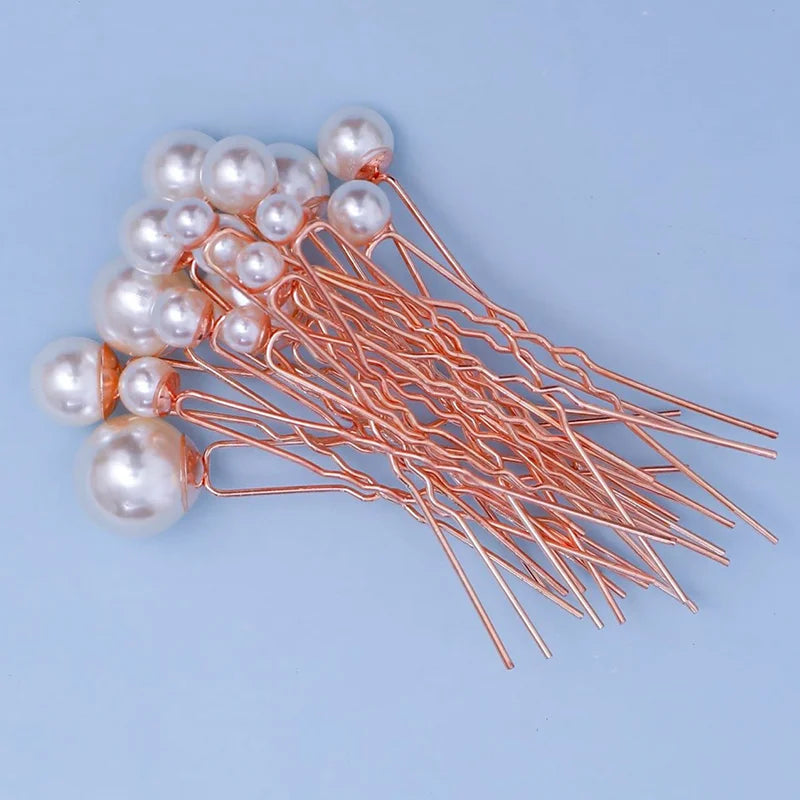 18Pcs Wedding Faux Pearl Hair Pins Bridal Hair Pearls U-Shaped Bobby Pins Golden Hairpins Hair Bridal Hair Accessories