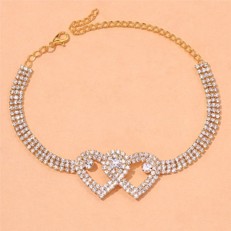 Shiny Cubic Zirconia Chain Anklet for Women Fashion Silver Color Ankle Bracelet Bar additional angle