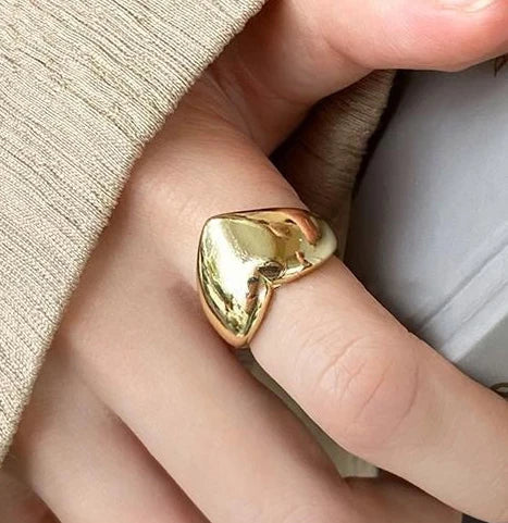 VENTFILLE 925 Sterling Silver Trend Arched Wide Ring For Female Geometry Punk Design J close-up view