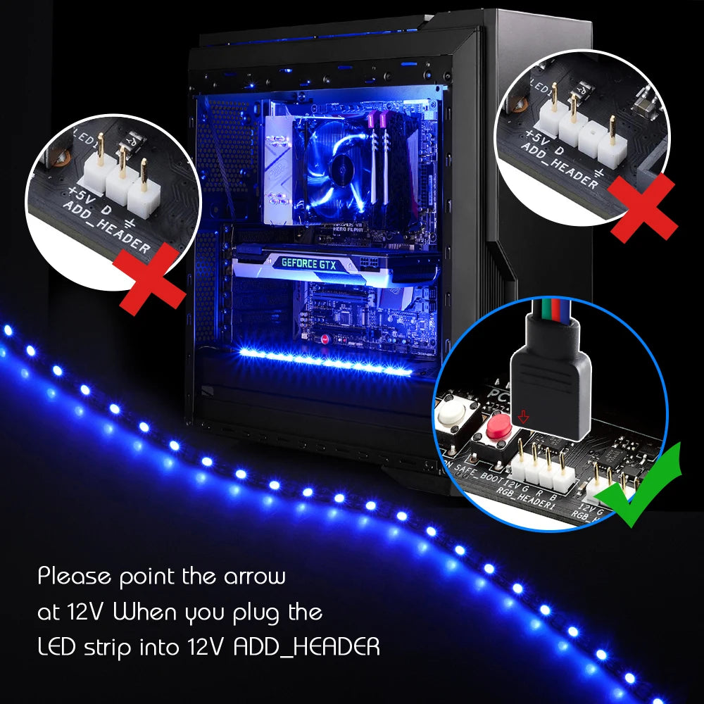 RGB Gaming LED Strip Splitter Kit | 12V Aura Sync for PC Case detail view