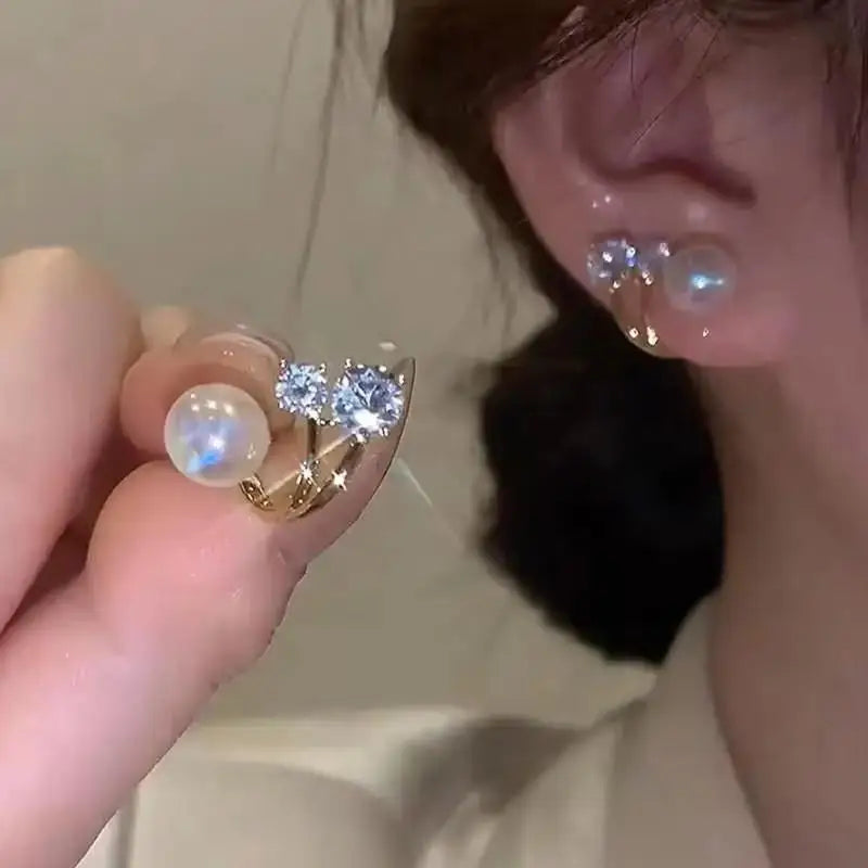 Korean Fashion Seven Star Zircon Earrings | Luxury Crystal Stars Stud Earrings alternate view