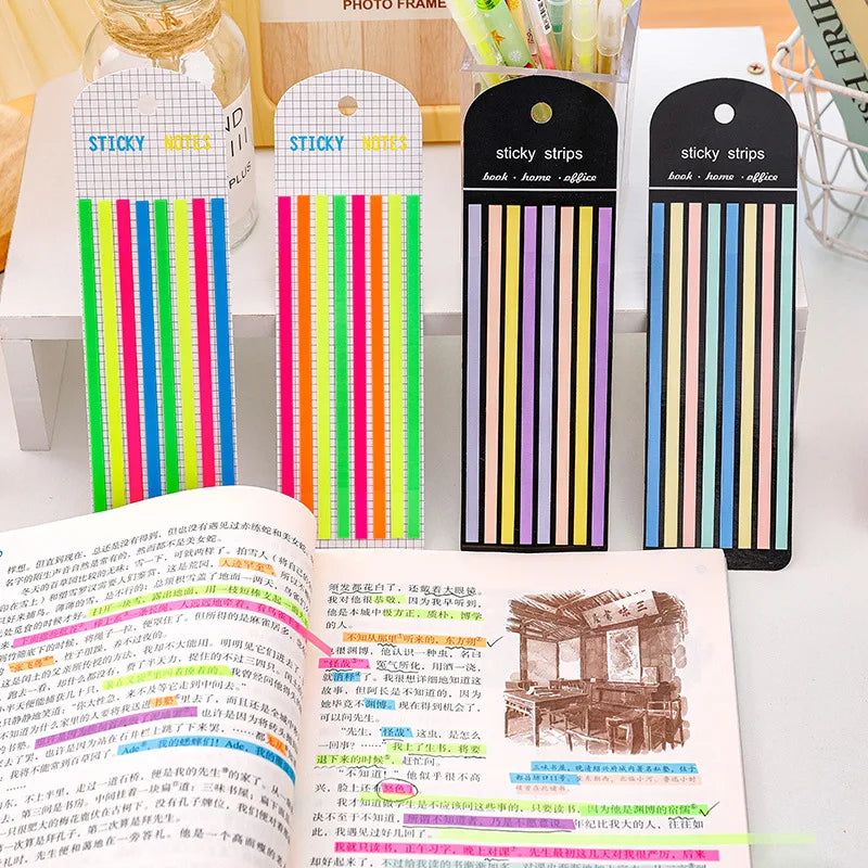 160Pcs Color Stickers Transparent Fluorescent Index Tabs | Sticky Note Flags for Schoo close-up view
