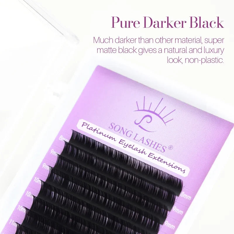 SONG LASHES Soft Silk High Quality Eyelash Curler Dark Glossy Black Russian Light Volume Lashes