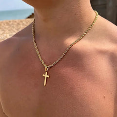 New Stainless Steel Cross Pendant Necklace for Men Women Minimalist Gold Color Jewelry Male Female N