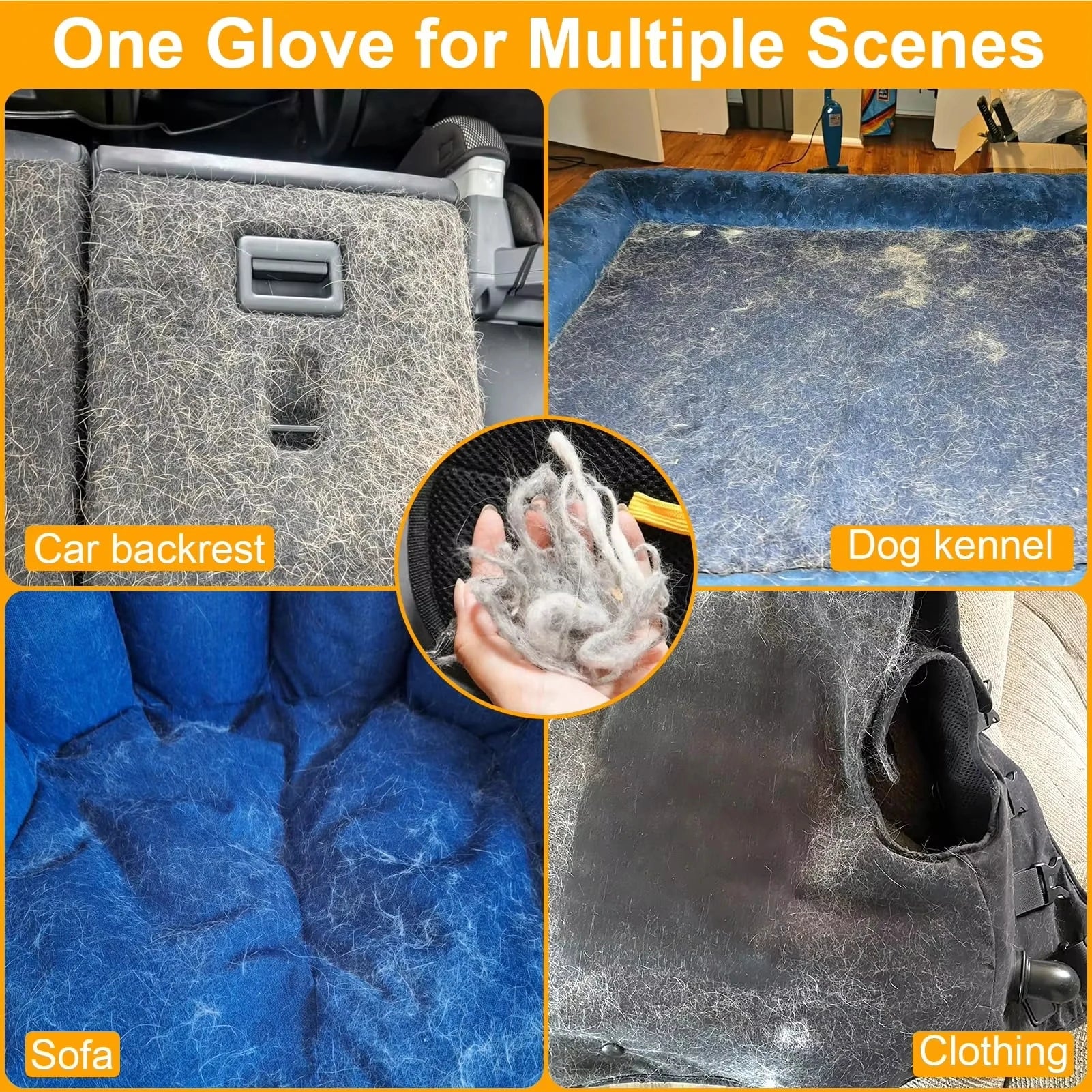 Pet Hair Removal Tool Reusable Static Removal Gloves, Double-Sided Grooming Gloves fo lifestyle view