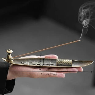 Creative Incense Holder Boat | Old Men Fishing Japanese Style Incense Stick Burner lifestyle view