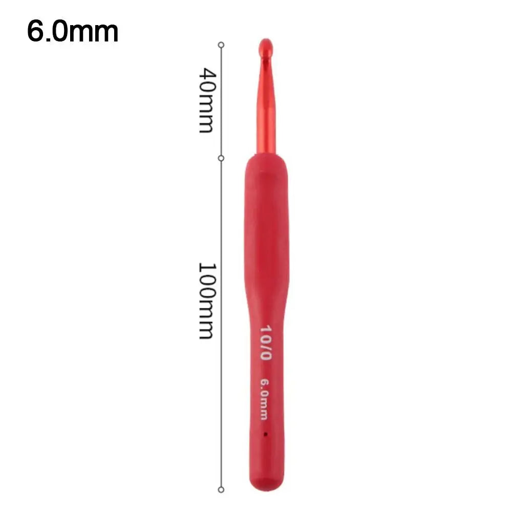 1Pcs Red Crochet Hook Silicone Handle Aluminum Hand Knitting Needles Crocheting Weave lifestyle view