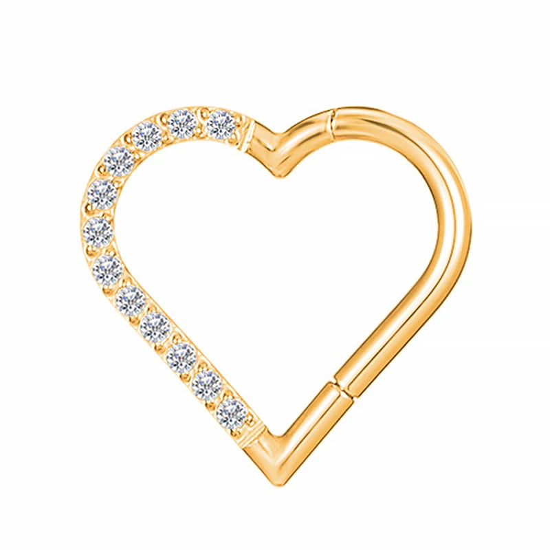 Steel Hinged Segment Hoop CZ Stone Nose Ring Nipple Clicker Ear Cartilage Tragus Heli lifestyle view