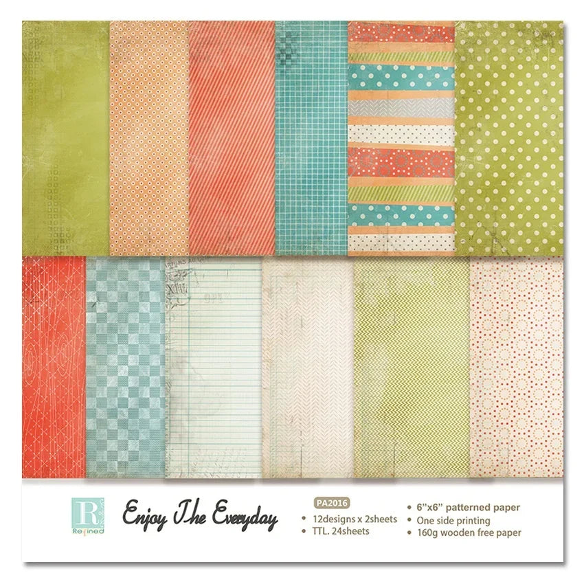 24 Sheets Craft Paper Pads for Scrapbooking and Card Making | Mixed Pattern Backgro additional angle