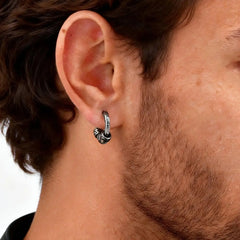 Vintage Totem Vine Pattern Hoop Earrings for Men, Hypoallergenic Metal Huggies Earrings, detail view